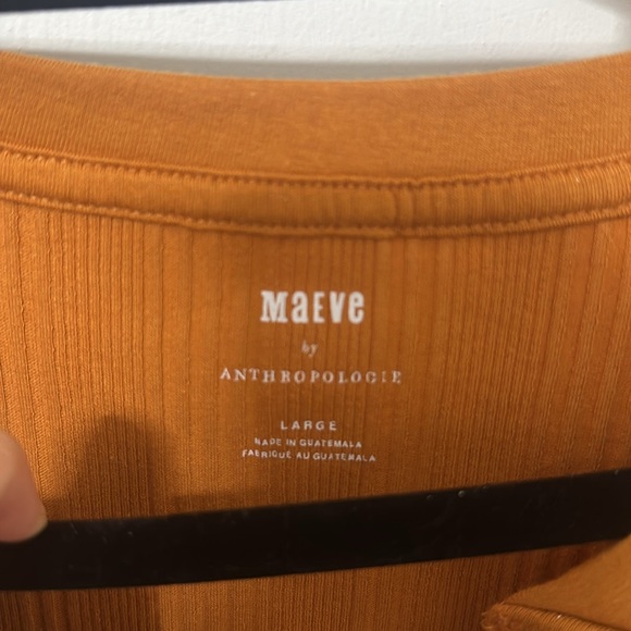 NWT Maeve By Anthropologie Ribbed Split Neck Long Sleeve Shirt - Picture 5 of 5